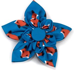 The Worthy Dog Foxy Flower Dog Collar Accessory, Teal, Large