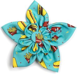 The Worthy Dog Food Fest Flower Dog Collar Accessory, Turquoise, Large