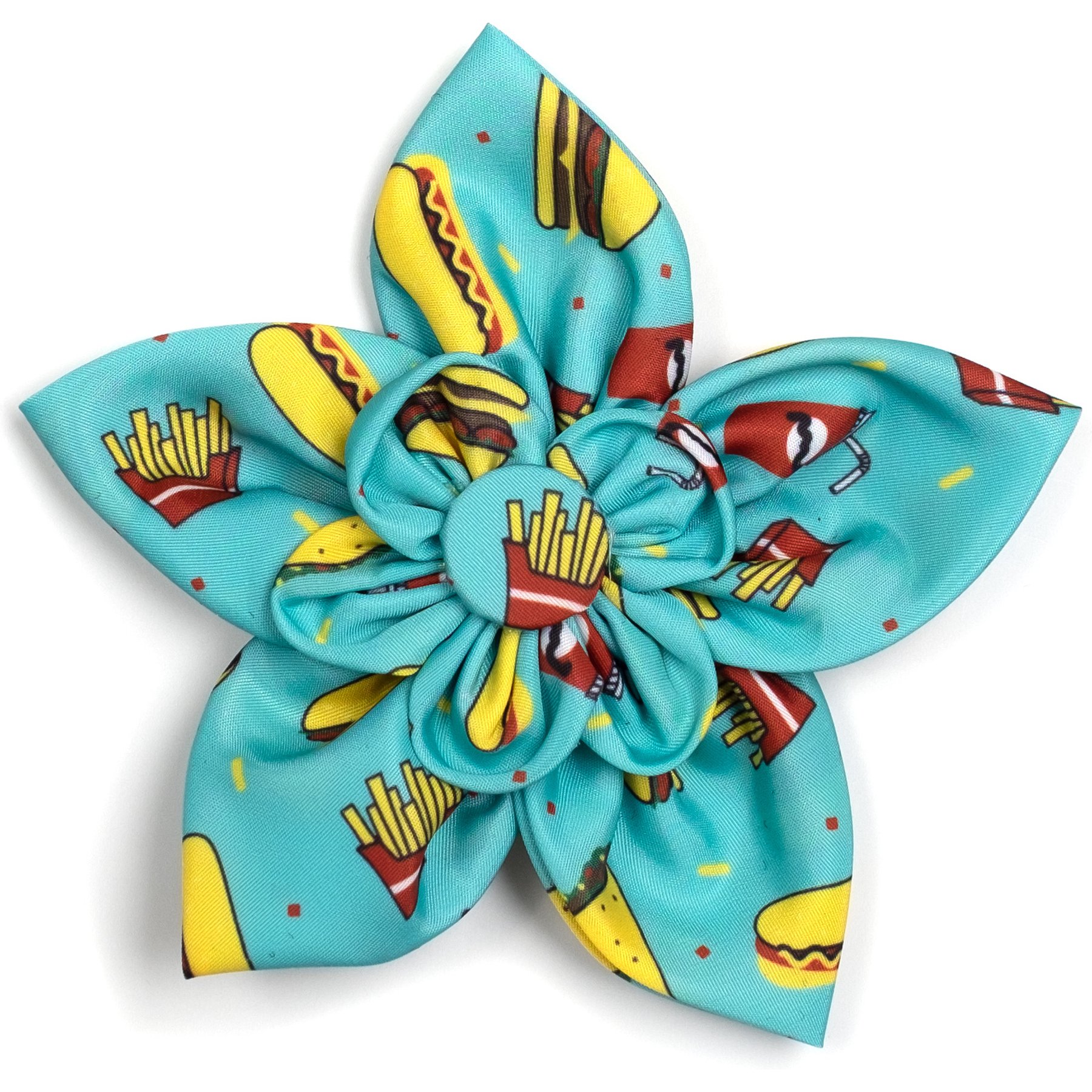 The Worthy Dog Food Fest Flower Dog Collar Accessory, Turquoise, Large