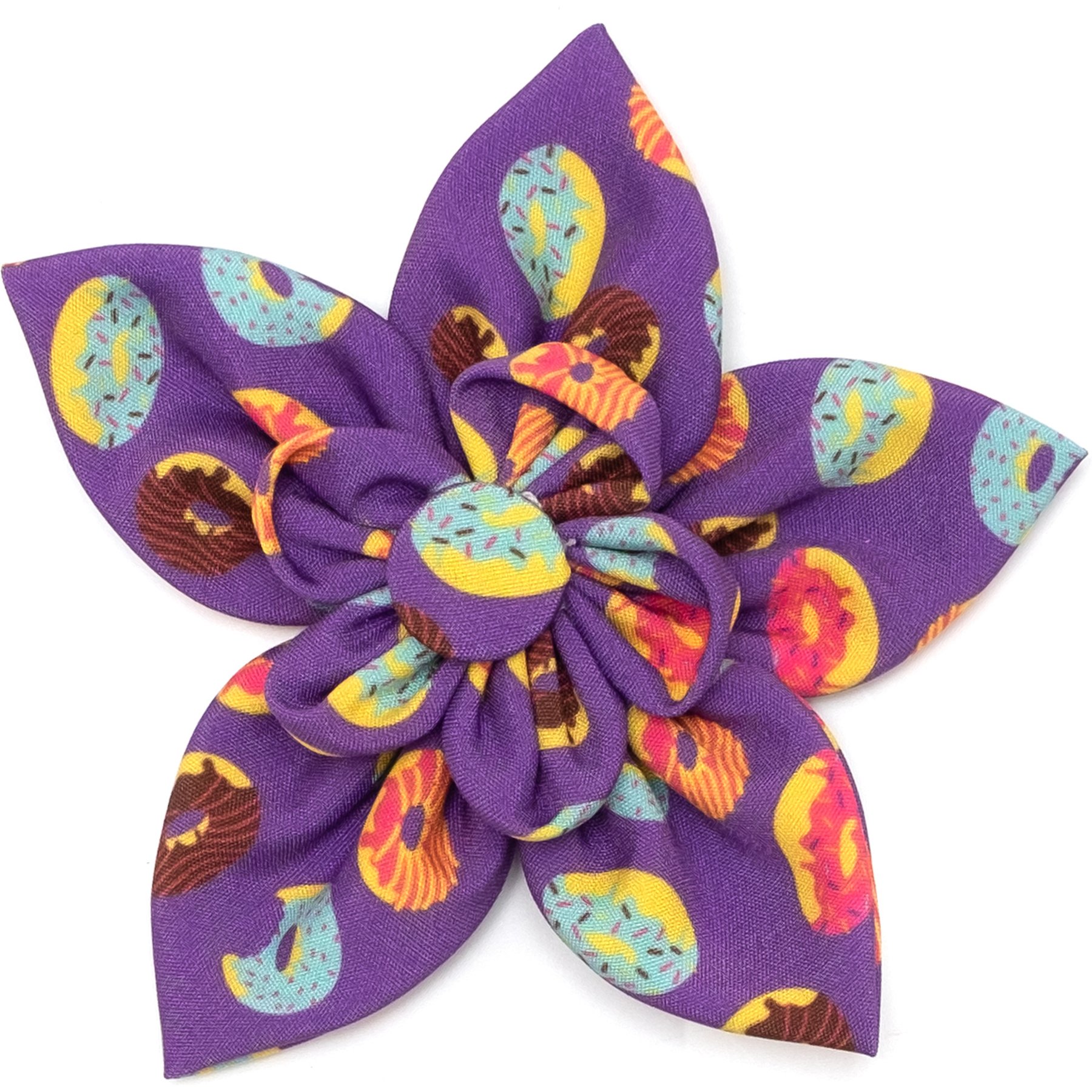 The Worthy Dog Donuts Flower Dog Collar Accessory, Purple, Small