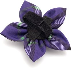 The Worthy Dog Bias Plaid Flower Dog Collar Accessory, Purple, Large slide 2 of 3