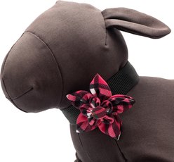 The Worthy Dog Bias Plaid Flower Dog Collar Accessory, Pink, Small slide 2 of 3