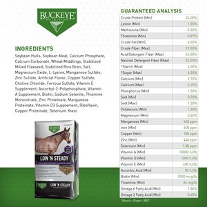 Buckeye Nutrition Low 'N Steady Low Sugar Low Starch & Low Calorie Ration Balancer, 40-lb bag