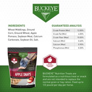Buckeye Nutrition All-Natural No Sugar Added Apple Snaps Horse Treats, 4-lb bag