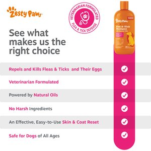 Zesty Paws Flea & Tick Veterinary Formulated Soothing Deodorizing Shampoo for Dogs, 16-fl oz bottle