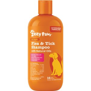 Zesty Paws Flea & Tick Veterinary Formulated Soothing Deodorizing Shampoo for Dogs, 16-fl oz bottle
