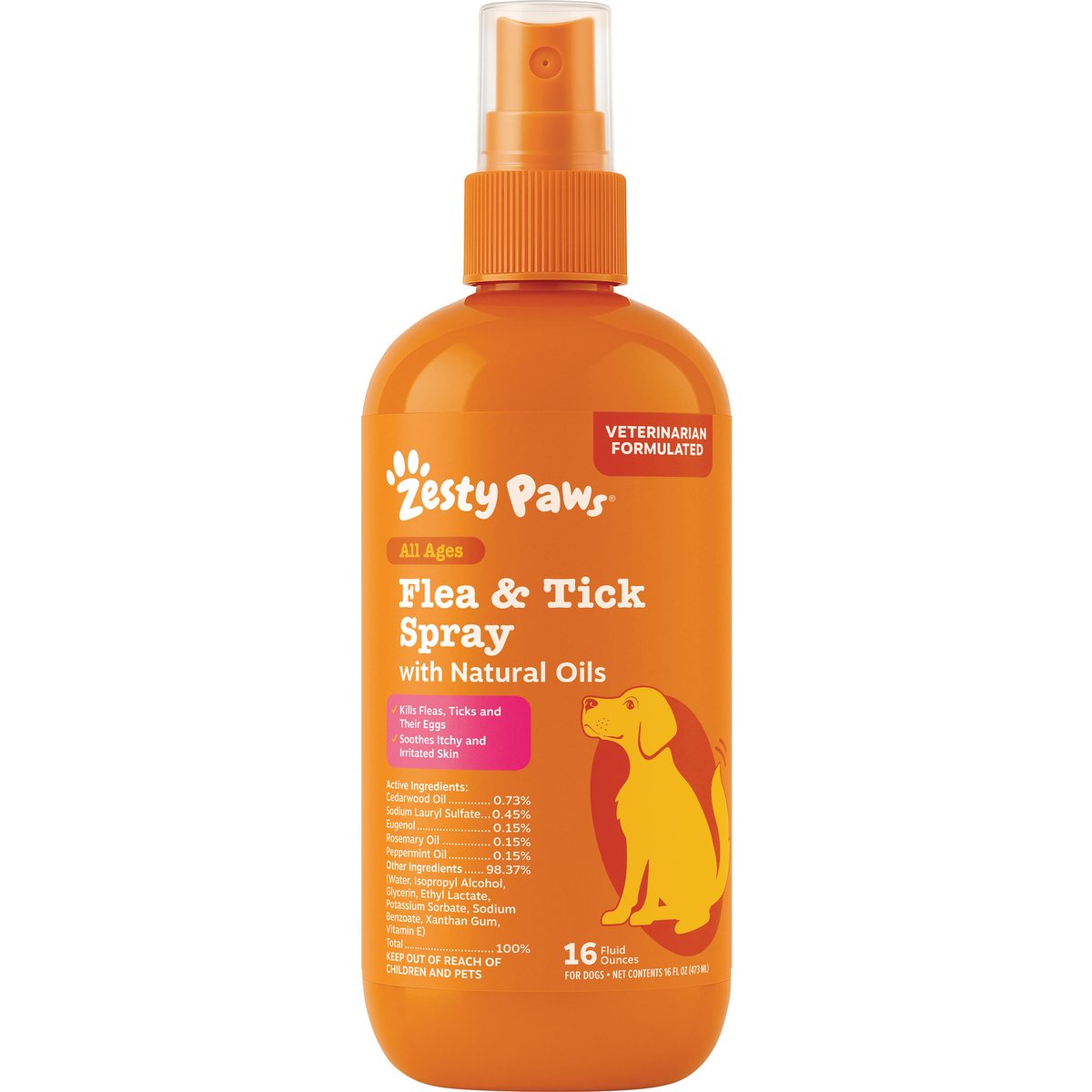 Zesty Paws Flea & Tick Veterinary Formulated Soothing Spray for Dogs, 16-fl oz bottle
