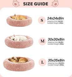 LFC PETS Calming Donut Anti-Anxiety Faux Fur Dog & Cat Bed, Pink, Large slide 2 of 7