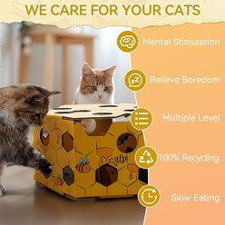 allforpaws Cartoon-Fuzzy Hive Cat Puzzle Box, Orange, 15 x 7.3 x 13-in slide 2 of 8