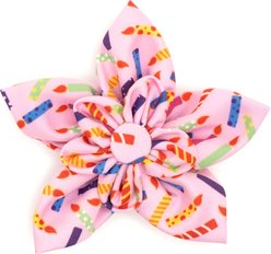 The Worthy Dog It's My Birthday Flower Dog Collar Accessory, Pink, Large