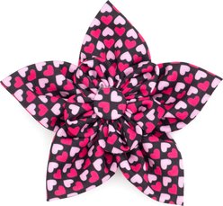 The Worthy Dog Heartthrob Flower Dog Collar Accessory, Black, Large