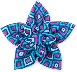 The Worthy Dog Graphic Diamond Flower Dog Collar Accessory, Purple, Large
