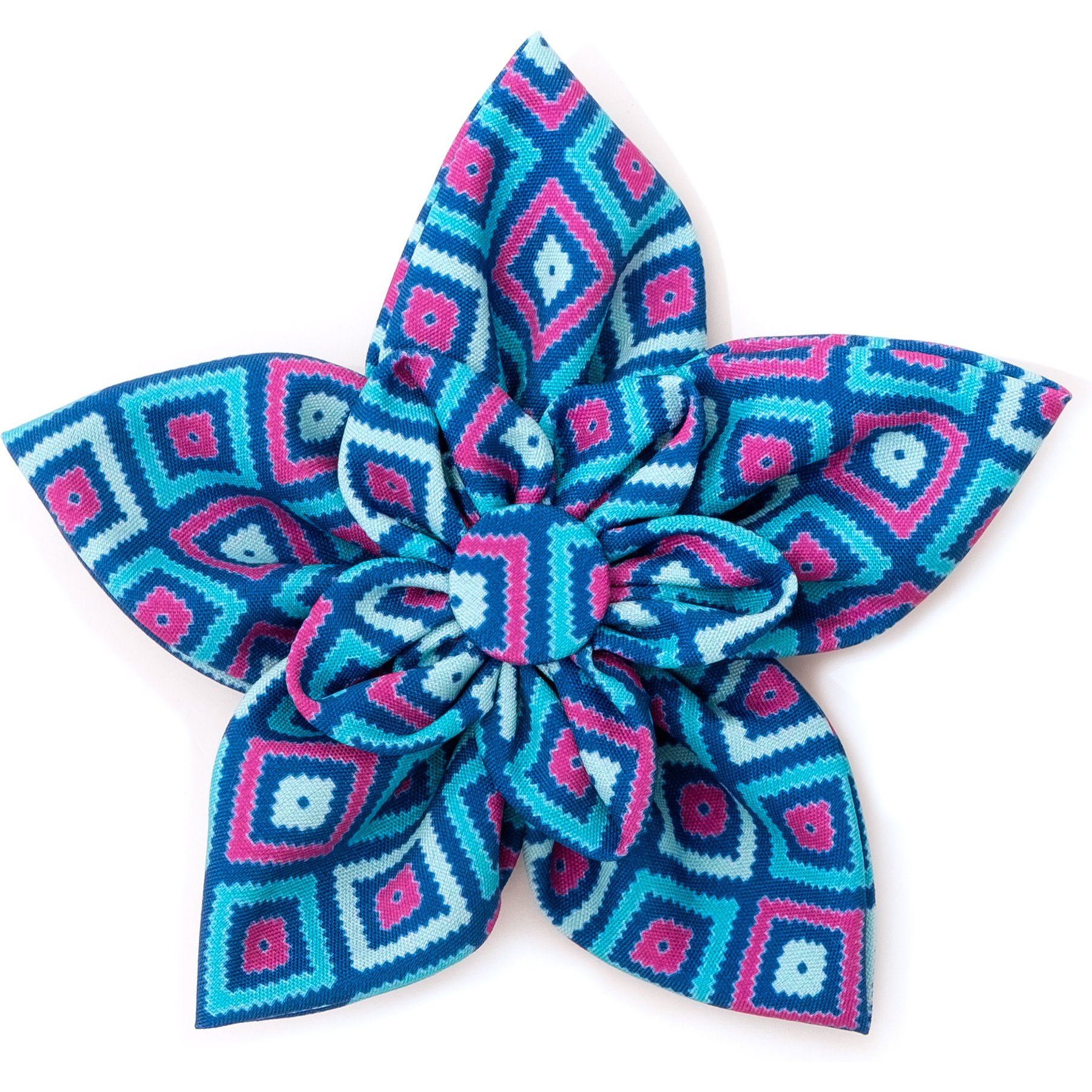 The Worthy Dog Graphic Diamond Flower Dog Collar Accessory, Purple, Large