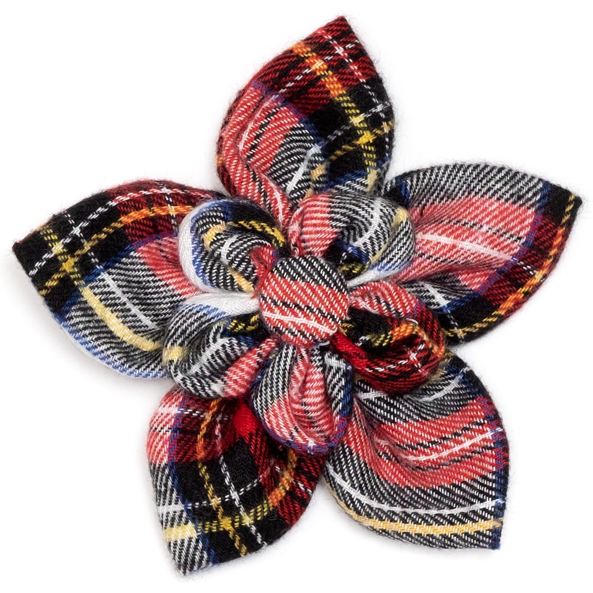 The Worthy Dog Stewart Tartan Flower Dog Collar Accessory, Red, White, Small
