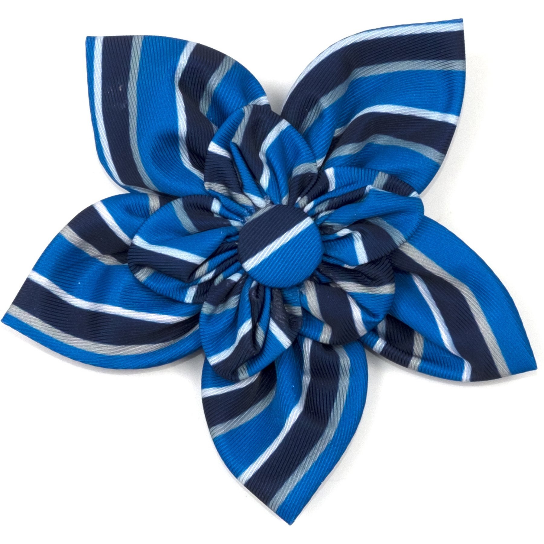 The Worthy Dog Prep Stripe Flower Dog Collar Accessory, Blue, Small