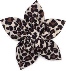 The Worthy Dog Leopard Flower Dog Collar Accessory, Tan, Large slide 1 of 3