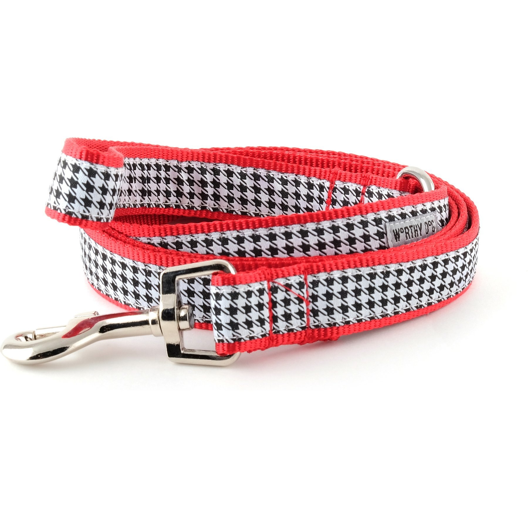 The Worthy Dog Houndstooth Dog Leash, Black/White, Large: 5-ft long, 1-in wide