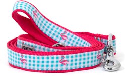 The Worthy Dog Gingham Flamingos Dog Leash, Aqua, Small: 5-ft long, 5/8-in wide