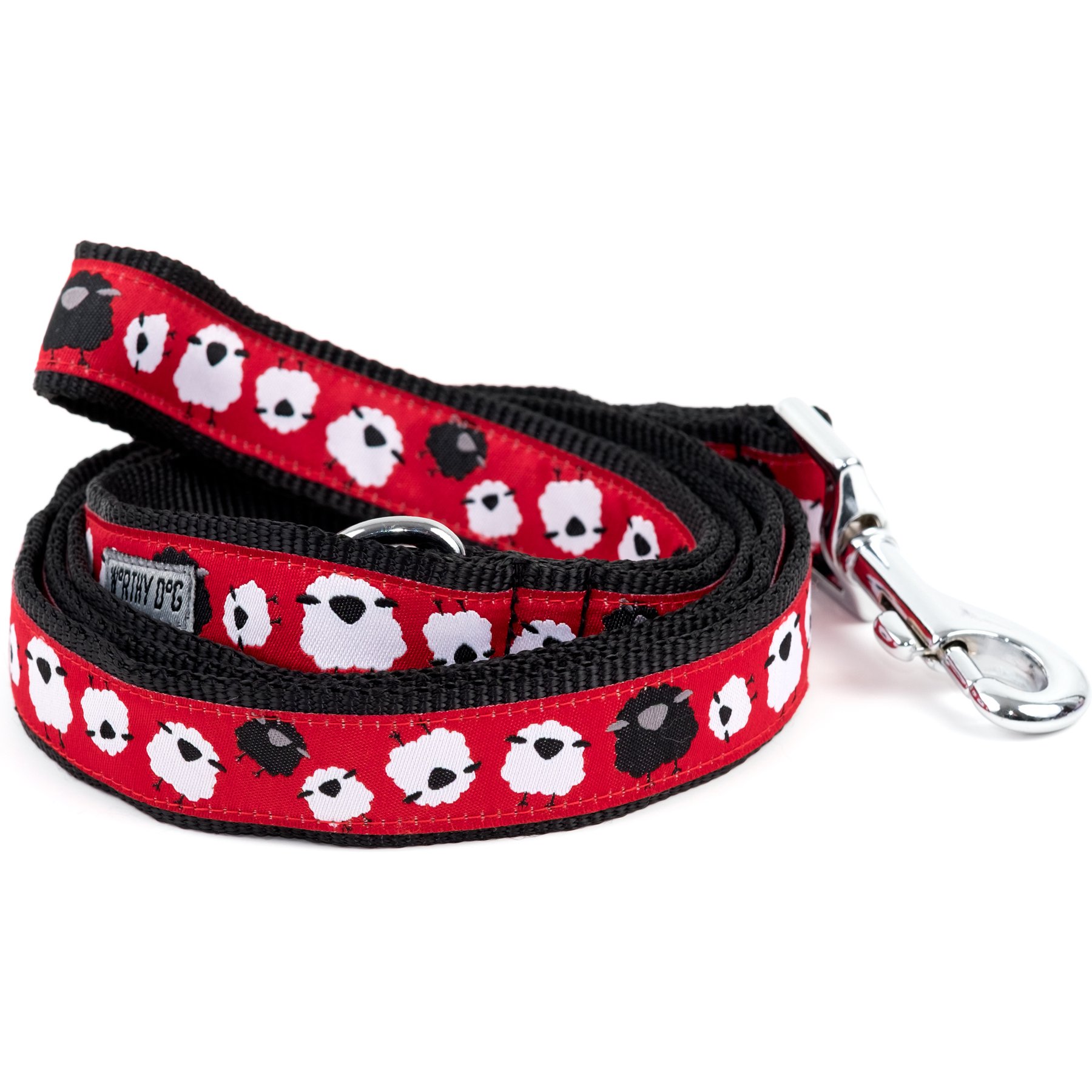 The Worthy Dog Counting Sheep Dog Leash, Red, Large: 5-ft long, 1-in wide
