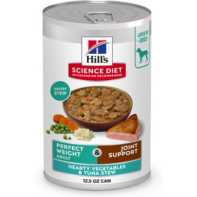 Hill's Science Diet Hill's Science Diet Adult Perfect Weight Management & Joint Support Hearty Vegetables & Tuna Stew Wet Dog Food, 12.5-oz can, 12 count