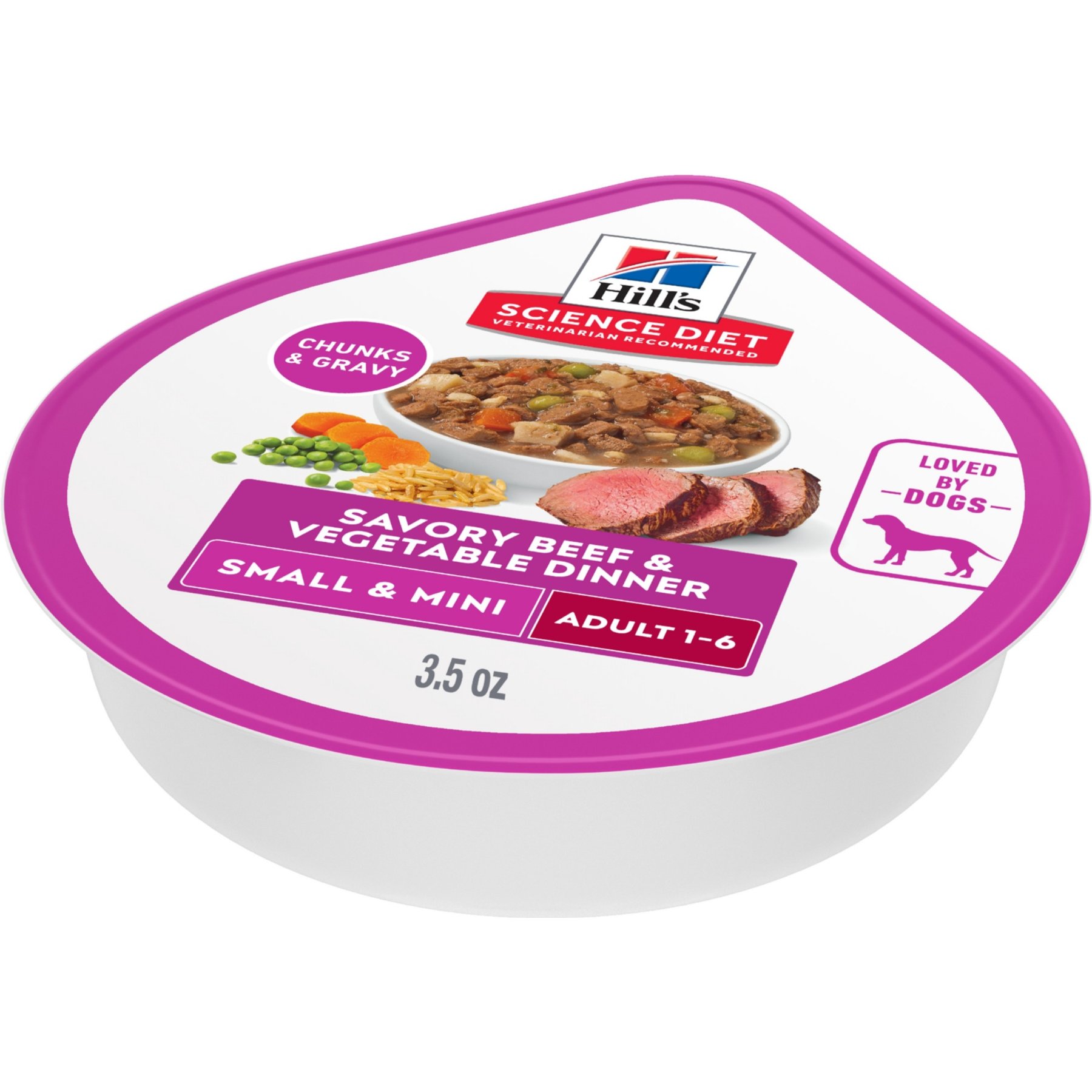 Hill's Science Diet Adult Small Breed & Mini Breed Savory Stew Beef & Vegetable Wet Dog Food Trays, 3.5-oz, 12 count