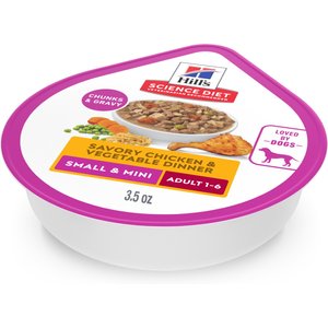 Hill's Science Diet Adult Small Breed & Mini Breed Savory Stew Chicken & Vegetable Wet Dog Food Trays, 3.5-oz, 12 count