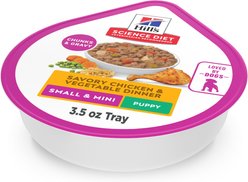 Hill's Science Diet Puppy Small Breed & Mini Breed Savory Stew Chicken & Vegetable Wet Dog Food Trays, 3.5-oz, 12 count