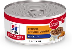 Hill's Science Diet Senior Adult 7+ Tender Chicken Dinner Wet Cat Food, 5.5-oz can, case of 24
