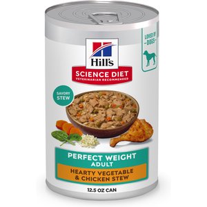 Hill's Science Diet Adult Perfect Weight Management Hearty Vegetable & Chicken Stew Wet Dog Food, 12.5-oz can, case of 12