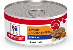 Hill's Science Diet Senior Adult 7+ Savory Chicken Entree Wet Cat Food, 5.5-oz can, case of 24
