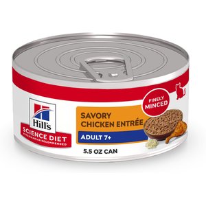 Hill's Science Diet Senior Adult 7+ Savory Chicken Entree Wet Cat Food, 5.5-oz can, case of 24