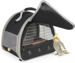 Halinfer Lightweight Polyester Cockatiel Carrier with Metal Grate, 12 x 8 x 12-in, Black