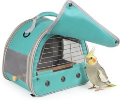 Halinfer Lightweight Polyester Cockatiel Carrier with Metal Grate, 12 x 8 x 12-in, Green