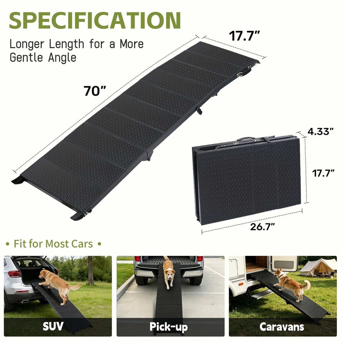 Collapsing Dog Ramp NIUBYA Long Folding Collapsible Dog Car Ramp, Black, 71-in - Chewy.com