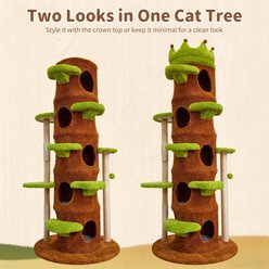 Wisfor Indoor Multi-Level 72.83-in Polyester Condo Cat Tree with Scratching Post & Crown-Shaped Perch Plush Stairs, Green slide 2 of 9