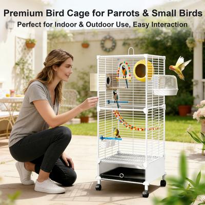 Show full view: Twinsing Luxury Villa Iron Bird Cage with Breeding Box, White slide 7 of 7