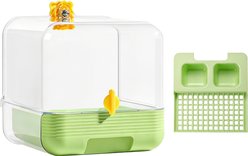 Twinsing Transparent Cage Accessory Plastic Bird Bath Tub with Feeding Station, Green