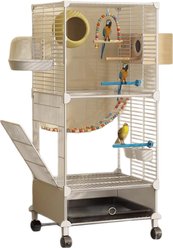 Twinsing Luxury Villa Iron Bird Cage with Breeding Box, White slide 1 of 7