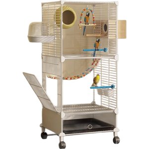 Twinsing Luxury Villa Iron Bird Cage with Breeding Box, White