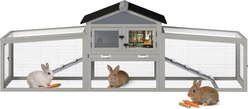 Coziwow Outdoor Weatherproof Asphalt Roof with Sunlight Panels Rabbit Hutch with 3 Run Boxes, Grey