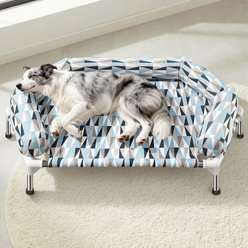 Caghash 6 Sided Elevated Raised Outdoor Dog Bed with Bolster, Grey, Medium: 40.5 x 24.5 x 8-in