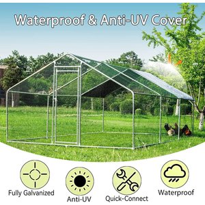 Hittite Metal Outdoor Chicken Coop with Waterproof & Anti-UV Cover, 19.19 x 9.84 x 6.56-ft