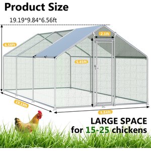Hittite Metal Outdoor Chicken Coop with Waterproof & Anti-UV Cover, 19.19 x 9.84 x 6.56-ft