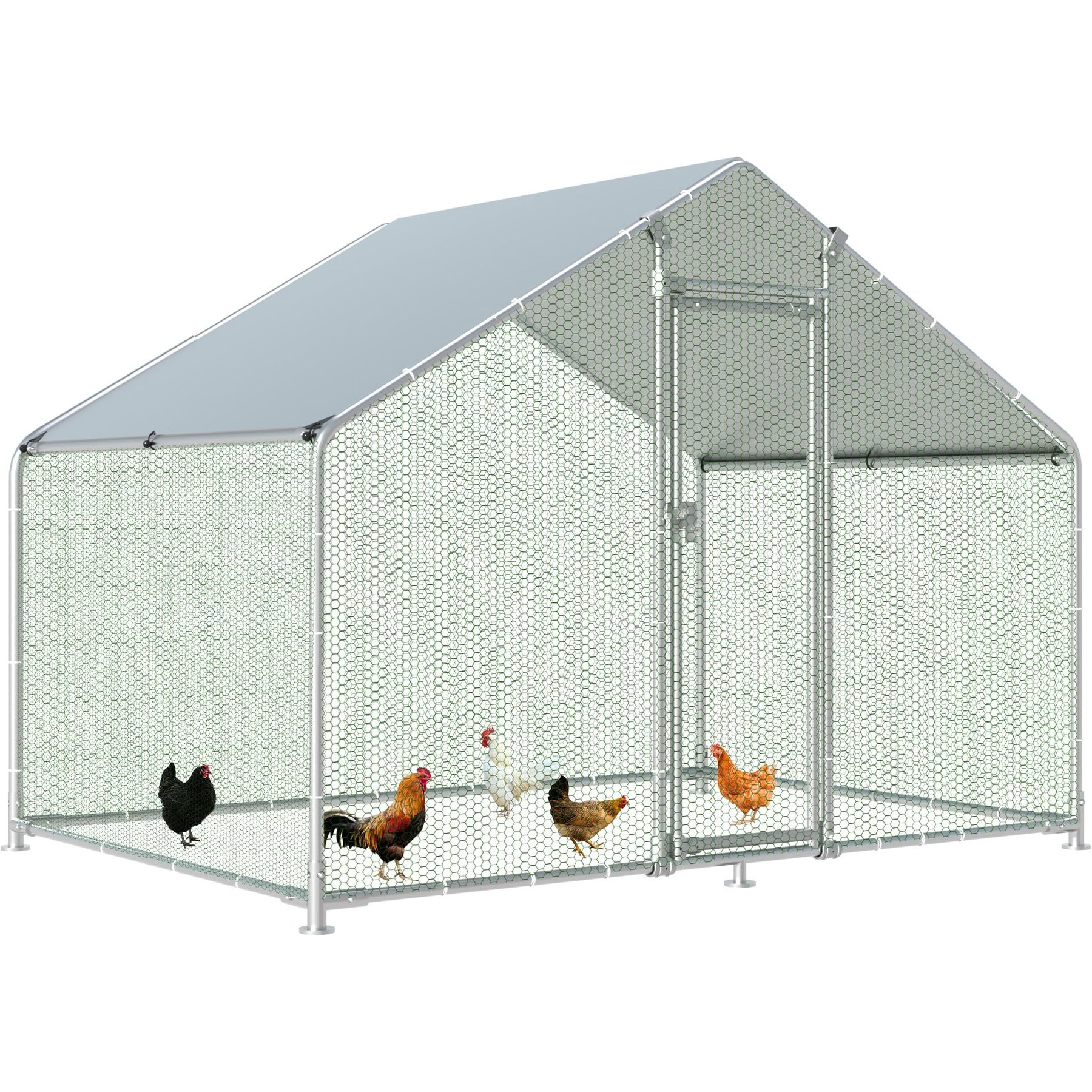 Hittite Metal Outdoor Chicken Coop with Waterproof & Anti-UV Cover, 9.84 x 6.4 x 6.56-ft