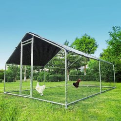 Hittite Metal Outdoor Chicken Coop with Waterproof & Anti-UV Cover, 12.8 x 9.84 x 6.56-ft