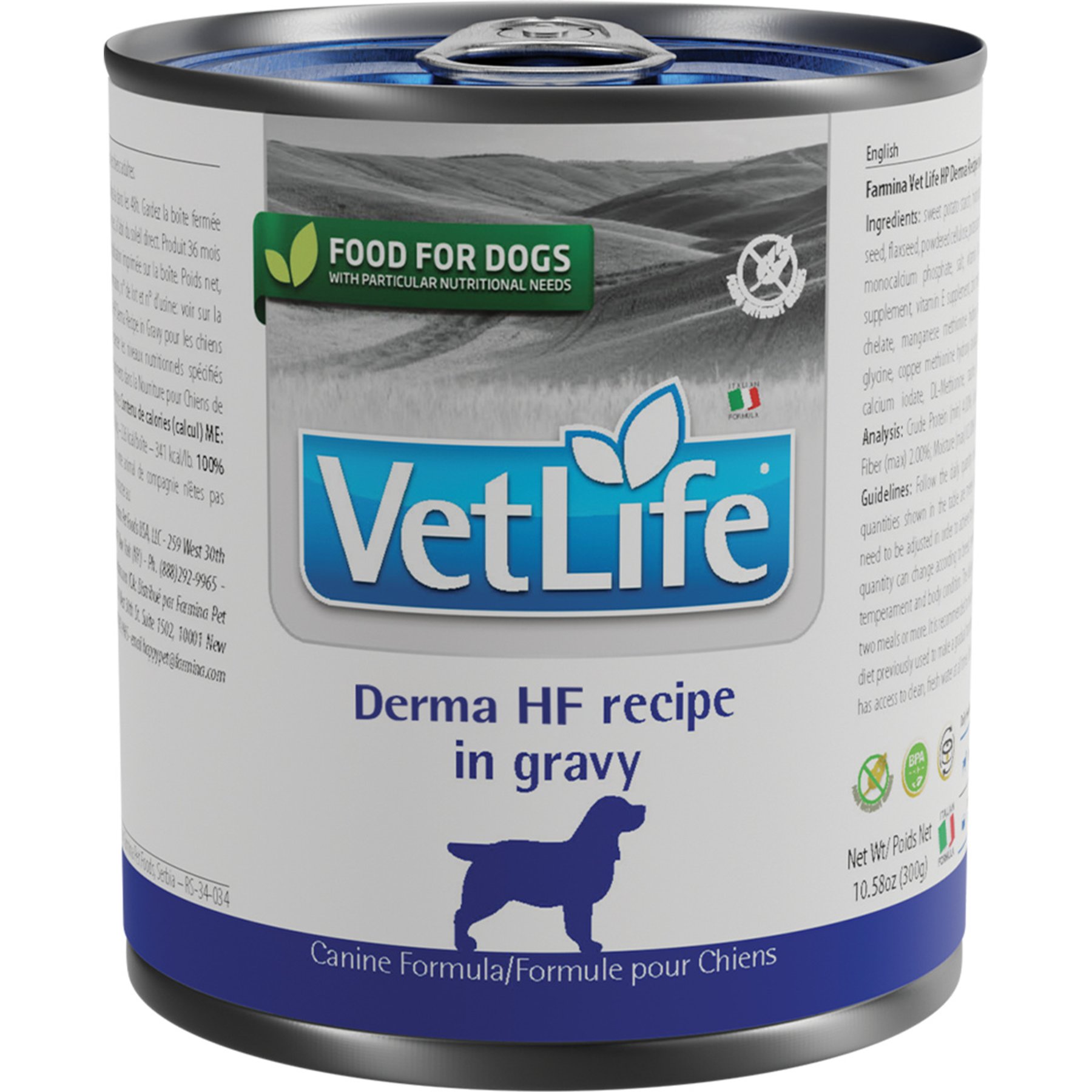 Farmina Vet Life Derma HF Canine Wet Dog Food, 10.58-oz can, case of 6