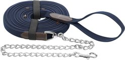 Equinavia Saga Horse Lunge Line with Chain, Chocolate Brown/Navy, 25-ft