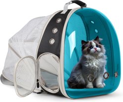 Halinfer Polarized Bubble Window Airline Approved Tent Carry Bag Small Puppy & Cat Carrier Backpack with Back Extension, Medium, Tint Blue