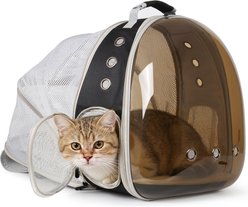 Halinfer Polarized Bubble Window Airline Approved Tent Carry Bag Small Puppy & Cat Carrier Backpack with Back Extension, Medium, Tint Brown