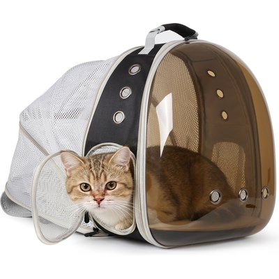 Halinfer Halinfer Polarized Bubble Window Airline Approved Tent Carry Bag Small Puppy & Cat Carrier Backpack with Back Extension, Medium, Tint Brown